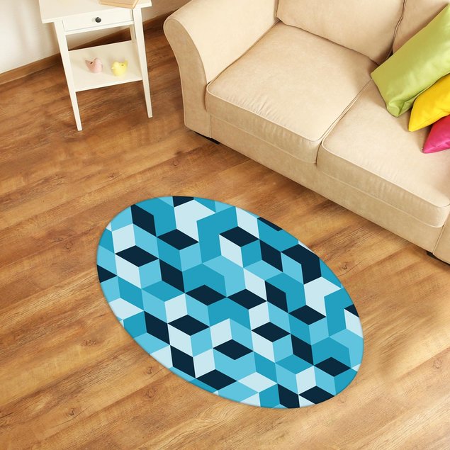 tapete oval decorativo geometrico azul tpov0022 2