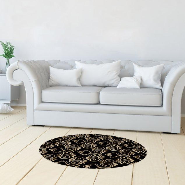 tapete oval decorativo arabescos preto tpov0049 4