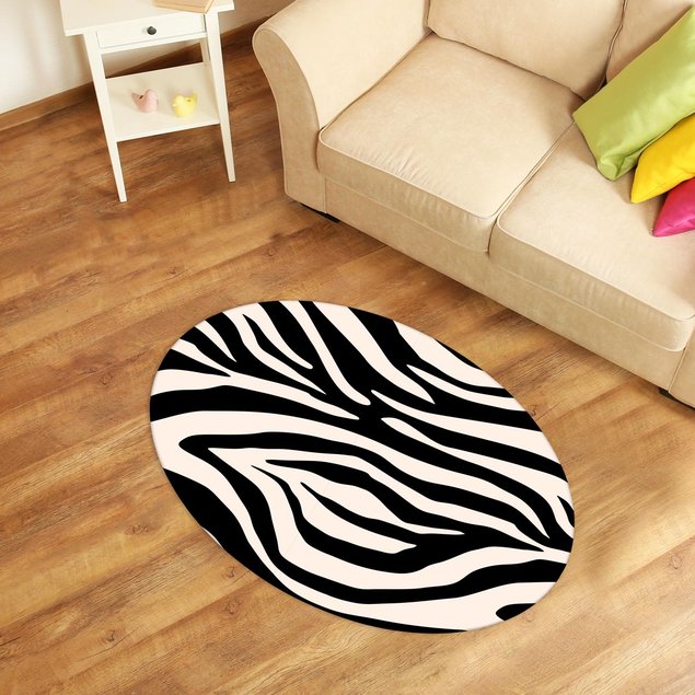 tapete oval decorativo animal print zebra preto tpov0050 2