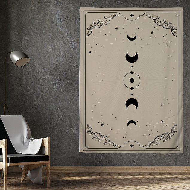 bandeira decorativa mdecore fases da lua bege 100cmx150cm ban0031 2
