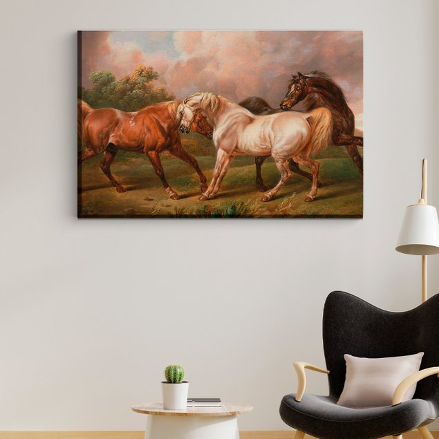 tela decorativa mdecore cavalos terracota 40x60cm tela0055 2 90x60